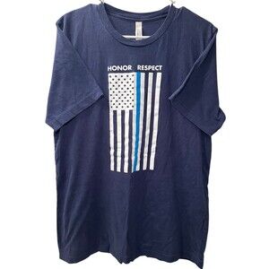 Police Flag Blue Line T-Shirt Men's Size Large Blue American Patriotic Honor